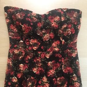 2B Bebe Red/Black Lace Dress